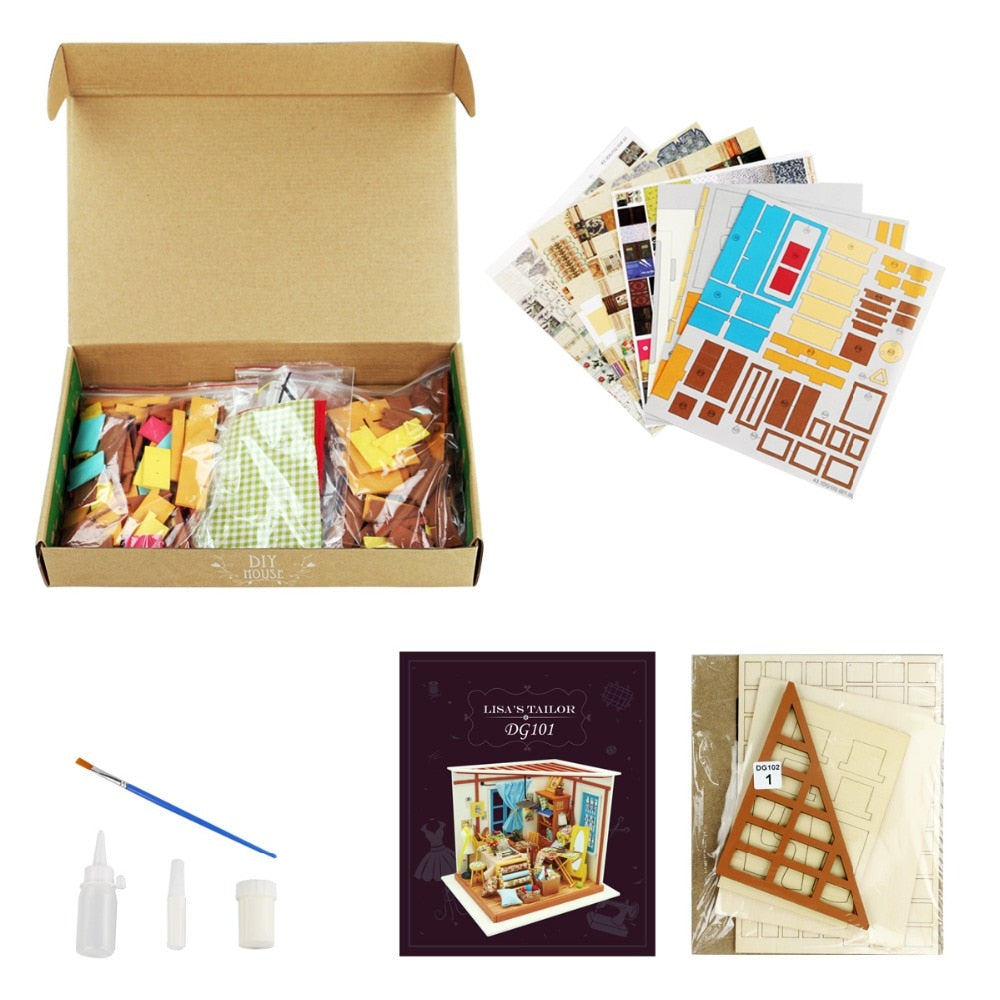 DIY Doll House Lisa's Tailor Miniature Wooden Educational DG101 by Woody Signs Co. - Handmade Crafted Unique Wooden Creative