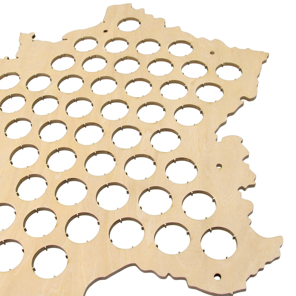 Bottle Caps Map of France Laser Engraved Wood Map For Caps Collector ative Cap Display Board by Woody Signs Co. - Handmade Crafted Unique Wooden Creative
