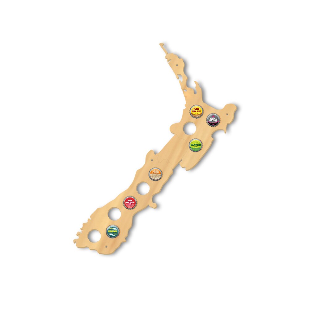 Map Of New Zealand Cap Map Display Holder Bottle Cap Gadgets Wood Crafts 3D Wall For Pub Bar by Woody Signs Co. - Handmade Crafted Unique Wooden Creative
