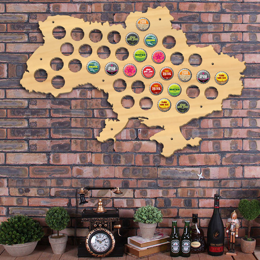 Ukraine  Cap Map Wooden Craft Bottle  Cap Map Of Ukraine Bottle Cap Display Holder Gift For  Cap Collector by Woody Signs Co. - Handmade Crafted Unique Wooden Creative