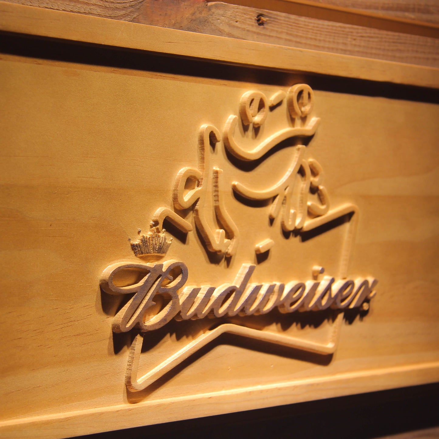 Budweiser Frog 3D Wooden Signs by Woody Signs Co. - Handmade Crafted Unique Wooden Creative