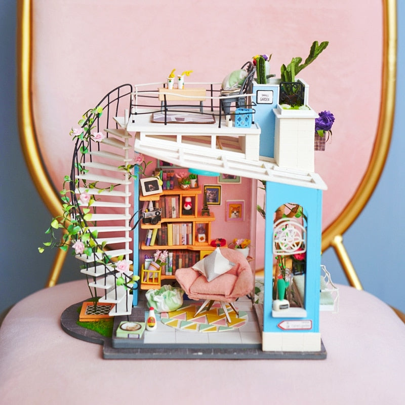 New DIY Dora's Loft with Furniture Miniature Wooden Doll House DG12 by Woody Signs Co. - Handmade Crafted Unique Wooden Creative