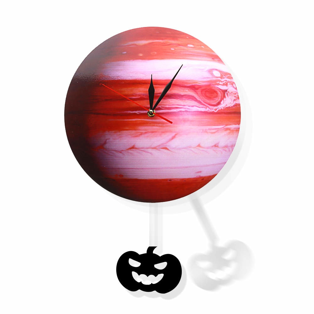 Swinging on The Jupiter Planet Wall Clock Bedroom Solar System Astronomy Decoration Space Pendulum Swinging Wall Clock by Woody Signs Co. - Handmade Crafted Unique Wooden Creative