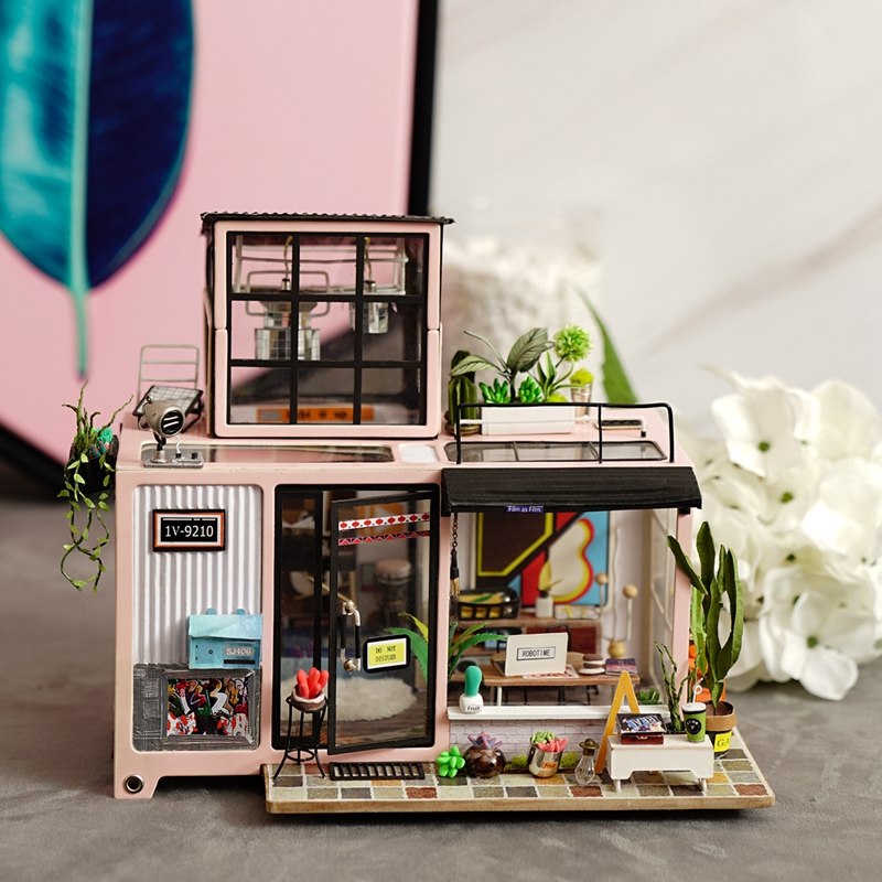 New DIY Kevin's Studio with Furniture Miniature Wooden Doll House DG13 by Woody Signs Co. - Handmade Crafted Unique Wooden Creative