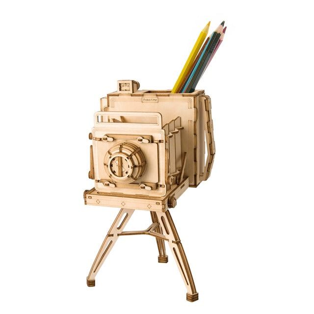 DIY 3D Wooden Vintage Camera Puzzle Game Penholder&Gift for Kid Friend Popular TG403 (Vintage Camera) by Woody Signs Co. - Handmade Crafted Unique Wooden Creative