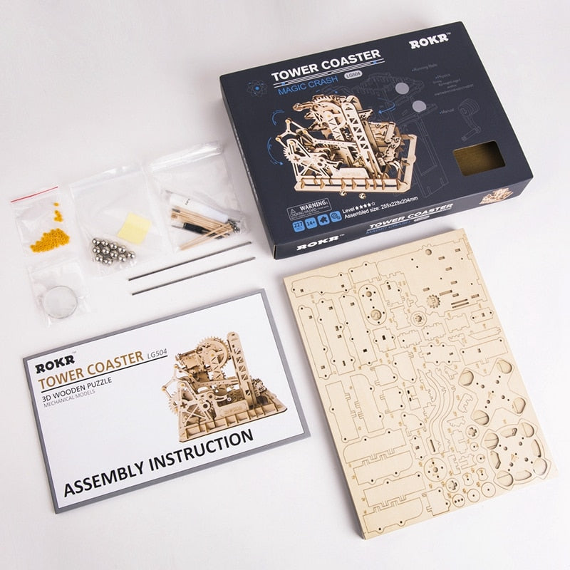 DIY Tower Coaster Magic Creative Marble Run Game Wooden Assembly Gift for LG504 by Woody Signs Co. - Handmade Crafted Unique Wooden Creative