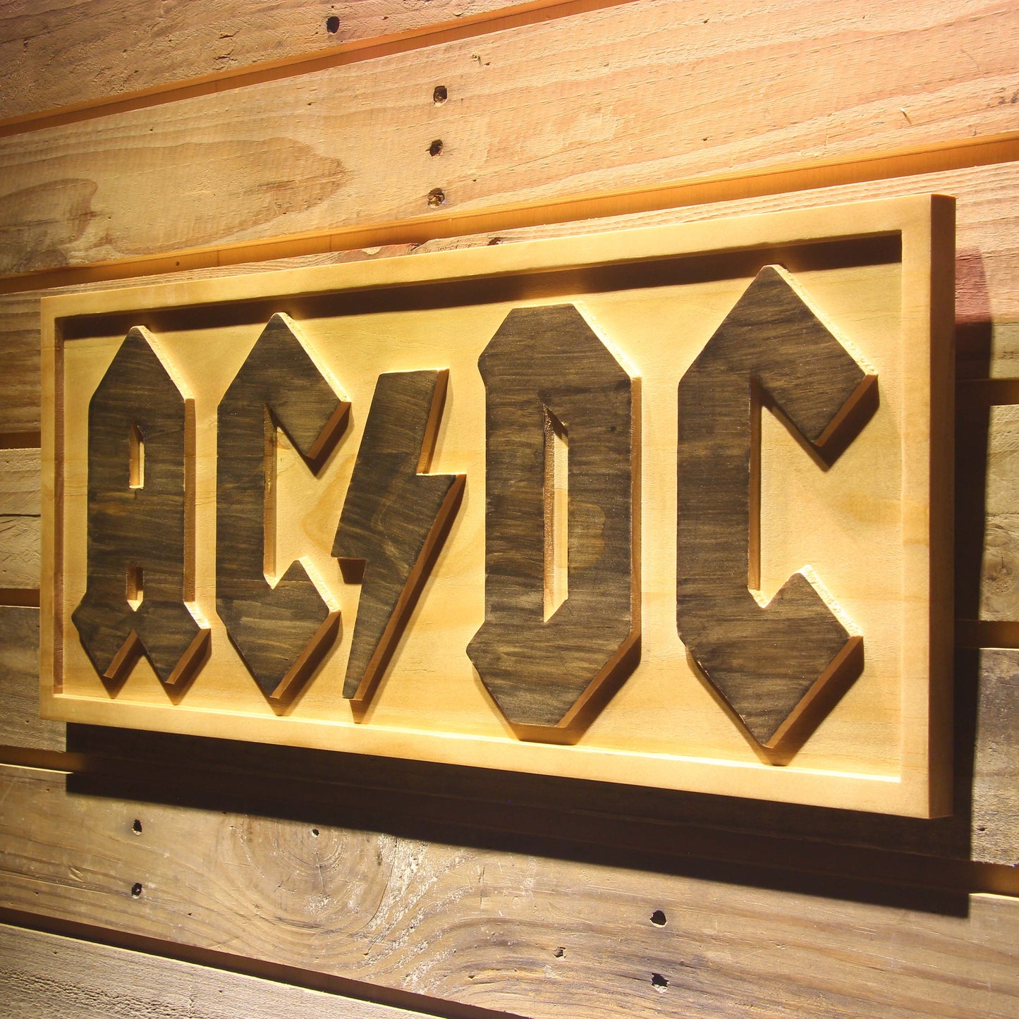 ACDC AC/CD Band 3D Wooden Bar Signs by Woody Signs Co. - Handmade Crafted Unique Wooden Creative