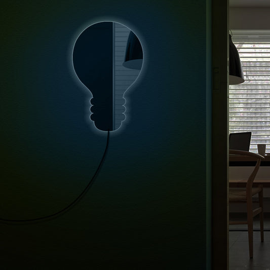 Light Bulb Home Ornament Nursery  Wall Mirror Lightbulb Handmade Makeup Mirror With Color Changes LED illumination by Woody Signs Co. - Handmade Crafted Unique Wooden Creative