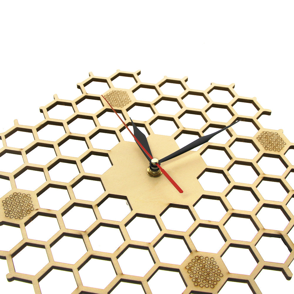 Honeycomb Inspired Wooden Wall Clock With Non Ticking Silent Sweep Minimalist Clock Hexagonal Kitchen  Bee Lovers by Woody Signs Co. - Handmade Crafted Unique Wooden Creative