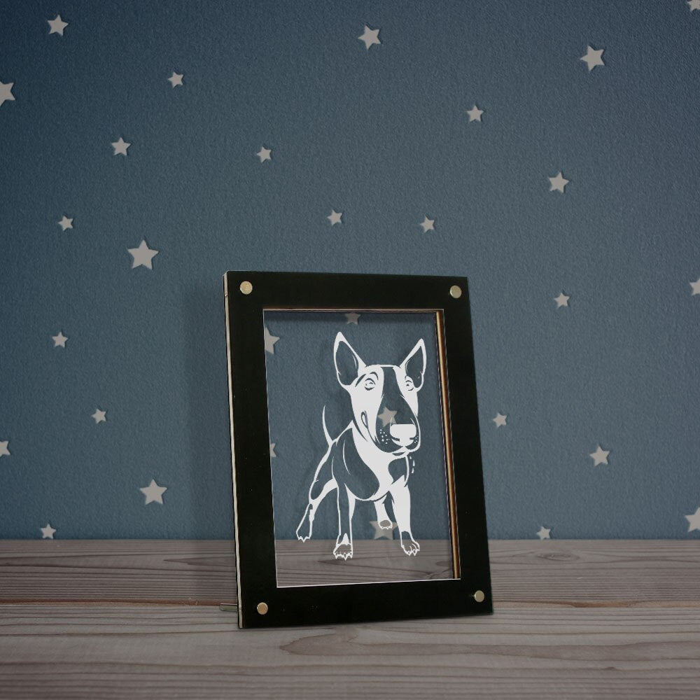 Bull Terrier Dog 3D Magic Night Lamp Photo Frame Kid Room Led Luminous Photo Frame USB Operated Sleepy Desk Lamp for by Woody Signs Co. - Handmade Crafted Unique Wooden Creative