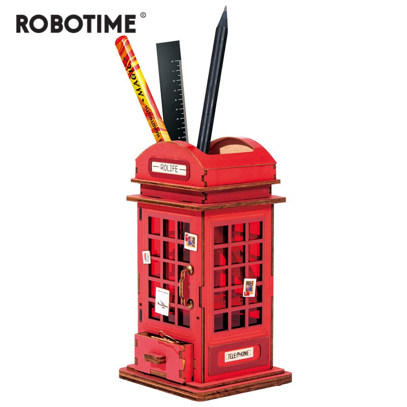 New Arrival Creative DIY Phone Booth 3D Penholder Gift for Child TG13 (TG13 Phone Booth) by Woody Signs Co. - Handmade Crafted Unique Wooden Creative