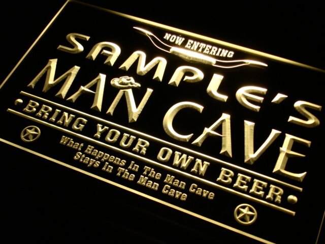 pb Name Custom Man Cave Bar Neon Light Light Signs by Woody Signs Co. - Handmade Crafted Unique Wooden Creative