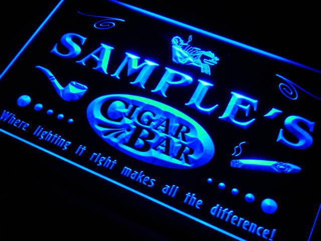 qz Name Custom Cigar Pipe Bar Lounge Neon Light Signs with On/Off Switch 7 Colors 4 Sizes by Woody Signs Co. - Handmade Crafted Unique Wooden Creative