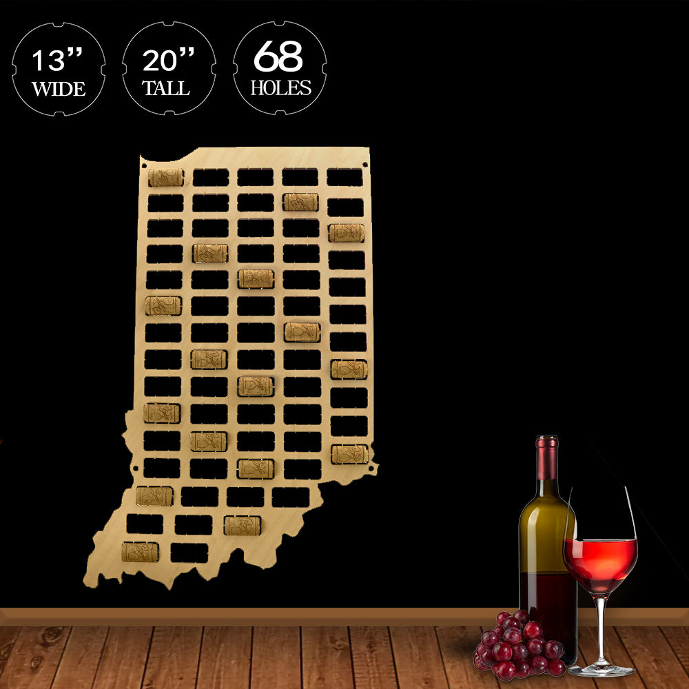 Indiana Cork Wall Display Map Indiana Wood Cutout Shapes Cork Collector Indiana State of USA Custom Deco Map by Woody Signs Co. - Handmade Crafted Unique Wooden Creative