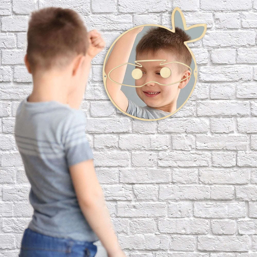 Japanese Ninja Warrior Fighter Wall Mirror Children Kid Room Manga Samurai Ninja Decoration Hanging Wood Acrylic Safety Mirror by Woody Signs Co. - Handmade Crafted Unique Wooden Creative