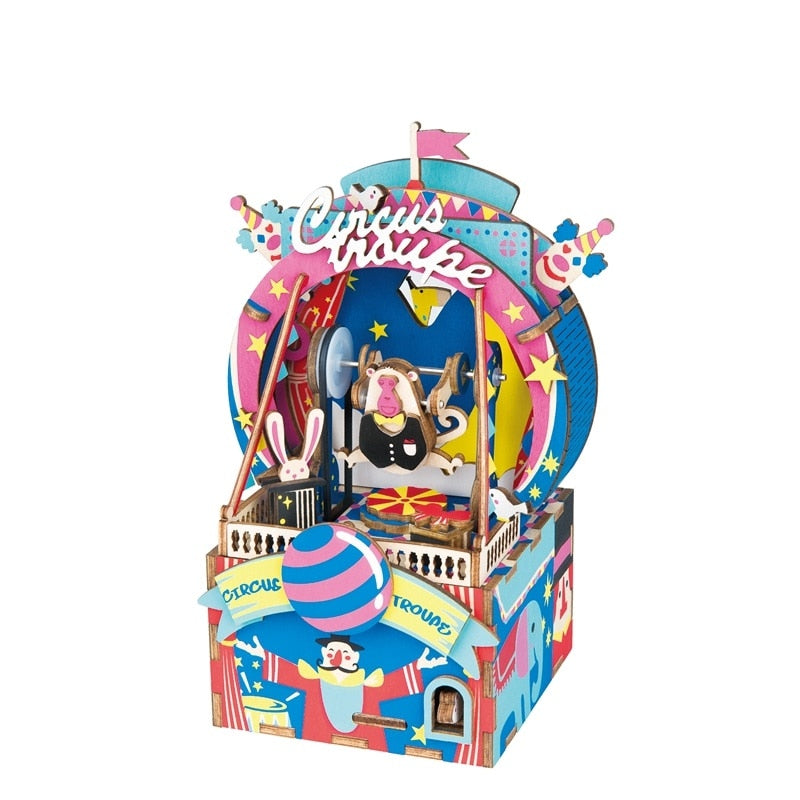 DIY 3D Amusement Park Wooden Puzzle Game Assembly Moveable Music Box Toy Gift for Children Kids Adult AMD41 by Woody Signs Co. - Handmade Crafted Unique Wooden Creative