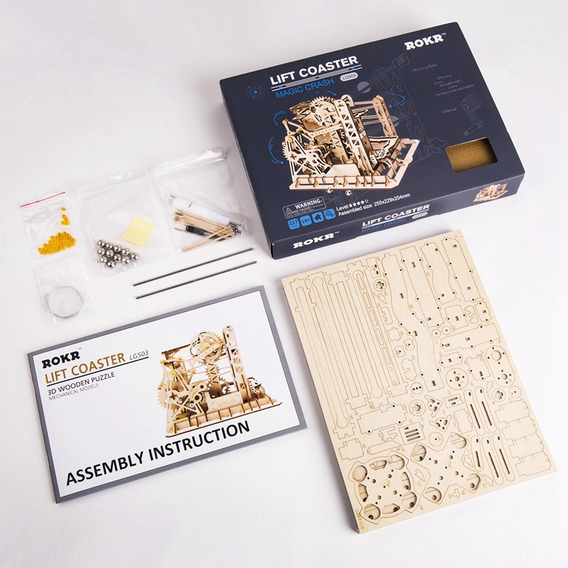 DIY Lift Coaster Magic Creative Marble Run Game Wooden Assembly Gift for LG503 by Woody Signs Co. - Handmade Crafted Unique Wooden Creative