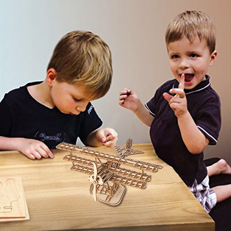 DIY 3D Laser Cutting Wooden Airplane Puzzle Game Gift for Kids Popular Hobbies TG301 by Woody Signs Co. - Handmade Crafted Unique Wooden Creative