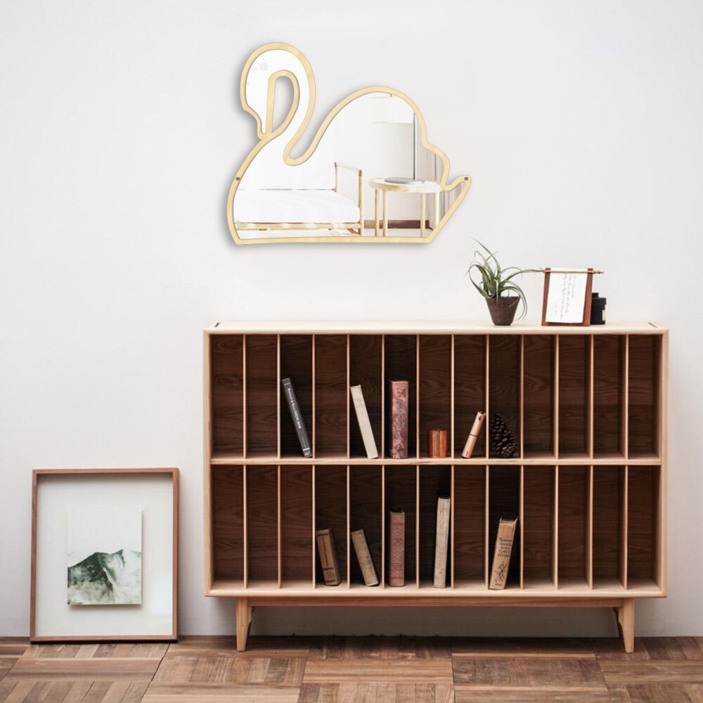 Sleeping Swan Wall Mirror Wood And Acrylic Make-up Mirror Kids Room Swan Princess Wall Mirror For Living Room by Woody Signs Co. - Handmade Crafted Unique Wooden Creative