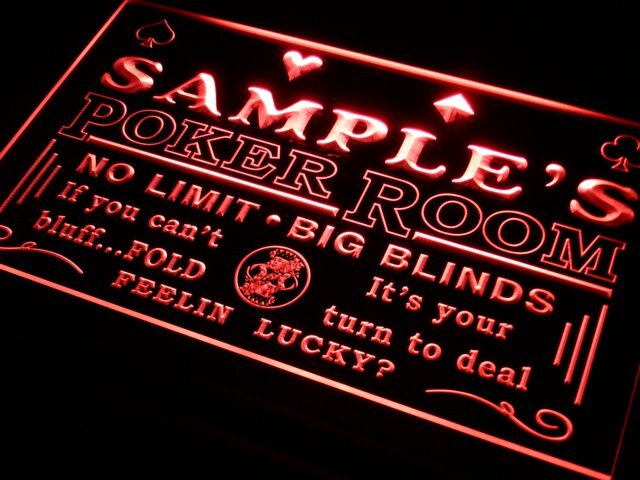 pd Name Custom Poker Casino Room Bar Neon Light Signs with On/Off Switch 7 Colors 4 Sizes by Woody Signs Co. - Handmade Crafted Unique Wooden Creative