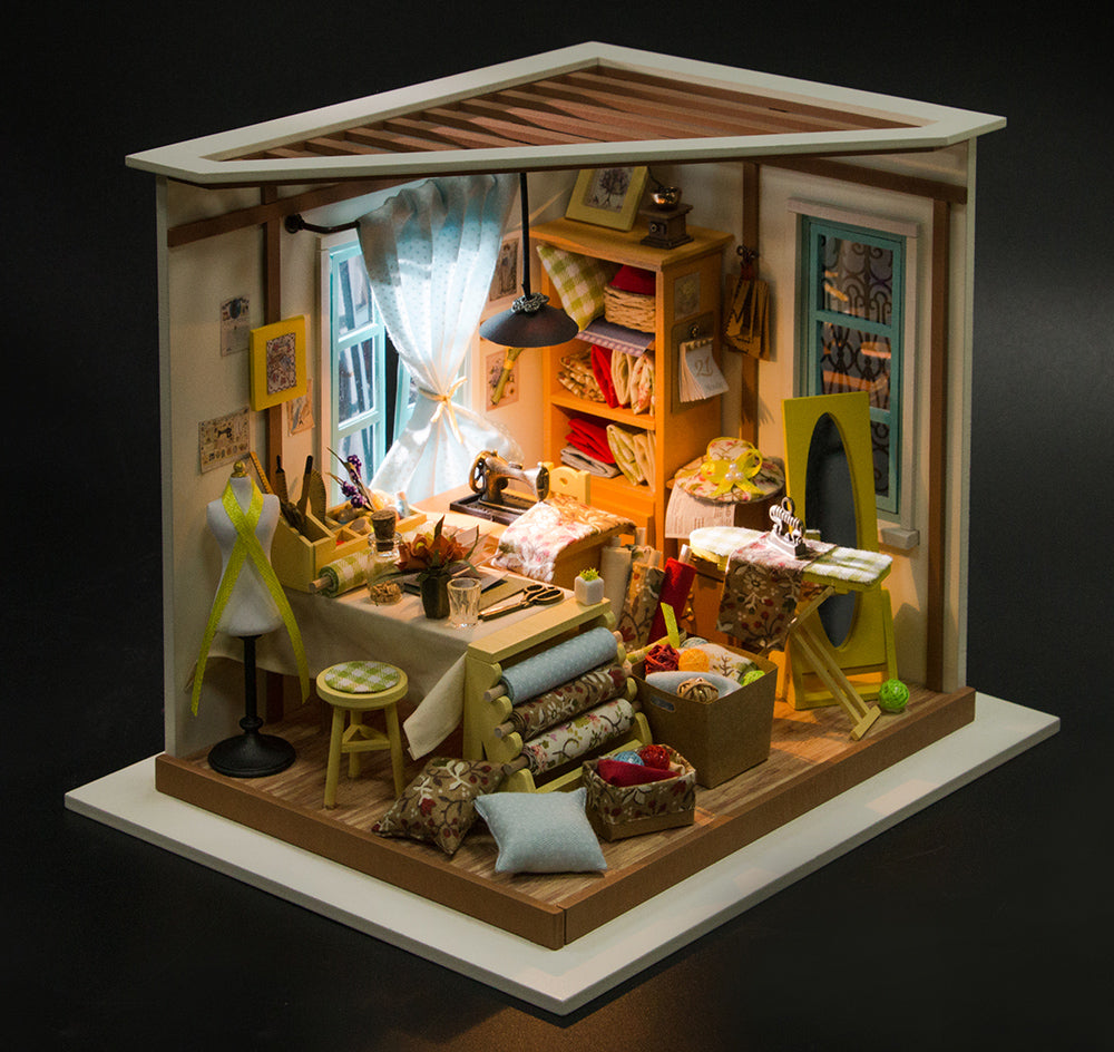 DIY Doll House Lisa's Tailor Miniature Wooden Educational DG101 by Woody Signs Co. - Handmade Crafted Unique Wooden Creative