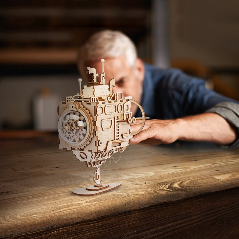 Creative DIY 3D Steampunk Submarine Wooden Puzzle Game Assembly Music Box Toy Gift for Children Teens Adult AM680 by Woody Signs Co. - Handmade Crafted Unique Wooden Creative