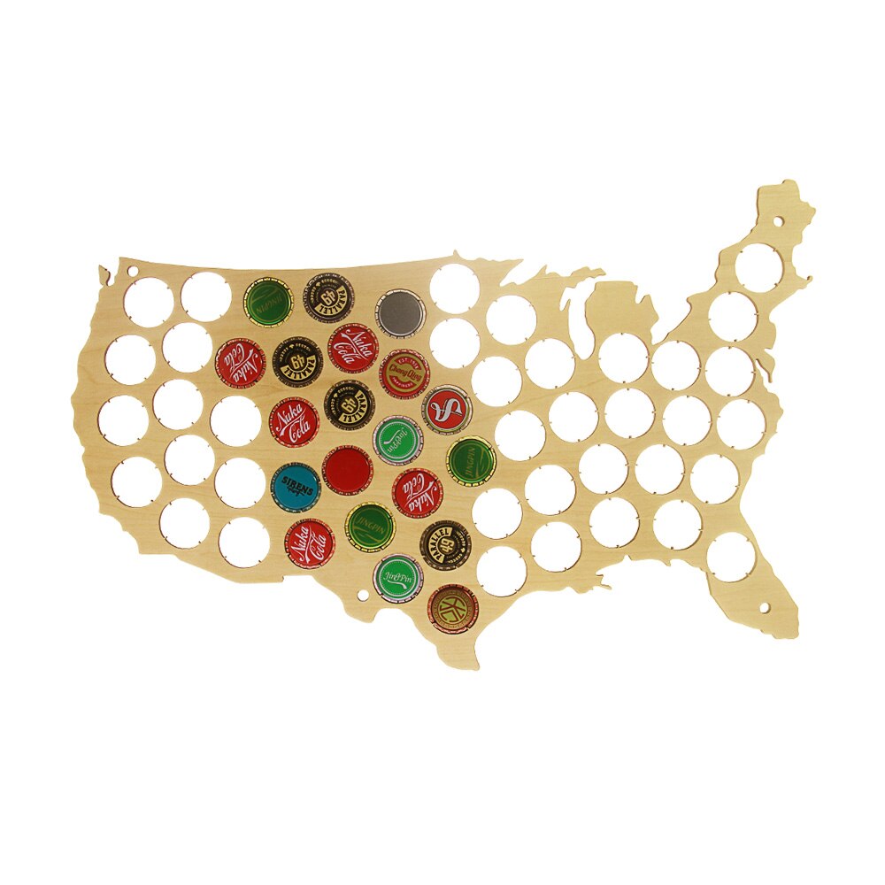 Creative Wooden  Cap Maps  Bottle Caps Map of USA Display Board Wall Art Decor Unique Gift For Cap Collectors by Woody Signs Co. - Handmade Crafted Unique Wooden Creative