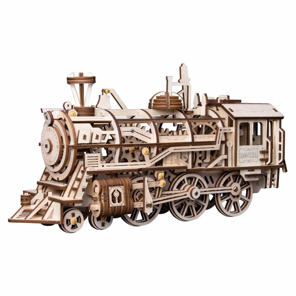DIY Clockwork Gear Drive Locomotive 3D Wooden Hobbies Gift for LK701 by Woody Signs Co. - Handmade Crafted Unique Wooden Creative