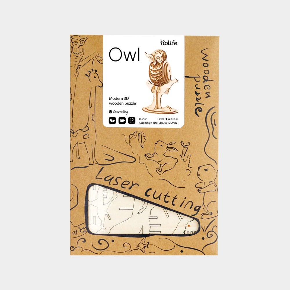 3D wooden puzzle game hobbies for educational baby & toddler popular Owl TG252 by Woody Signs Co. - Handmade Crafted Unique Wooden Creative