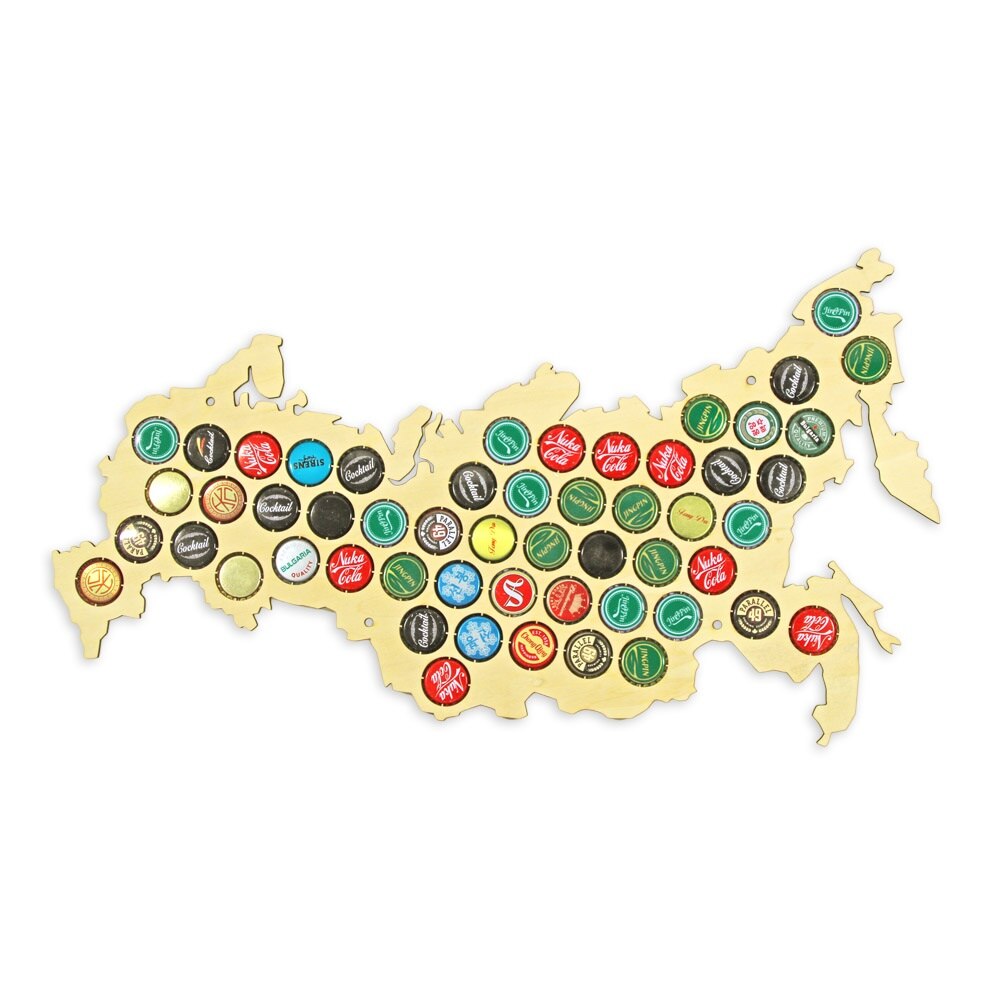 Creative Wooden Cap Maps Bottle Caps Map of Russia Board Wall Art For Cap Collector Drinker by Woody Signs Co. - Handmade Crafted Unique Wooden Creative