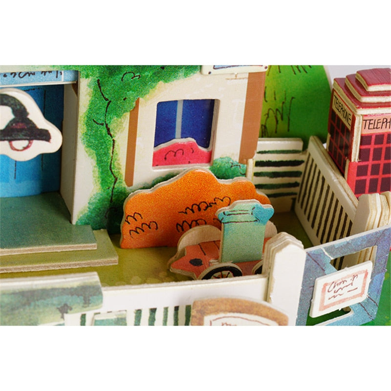 New DIY England Hut Doll House with Led Light Miniature Wooden SJ304 by Woody Signs Co. - Handmade Crafted Unique Wooden Creative