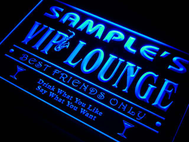 qi Name Custom VIP Lounge Best Friends Only Bar Neon Light Signs with On/Off Switch 7 Colors 4 Sizes by Woody Signs Co. - Handmade Crafted Unique Wooden Creative