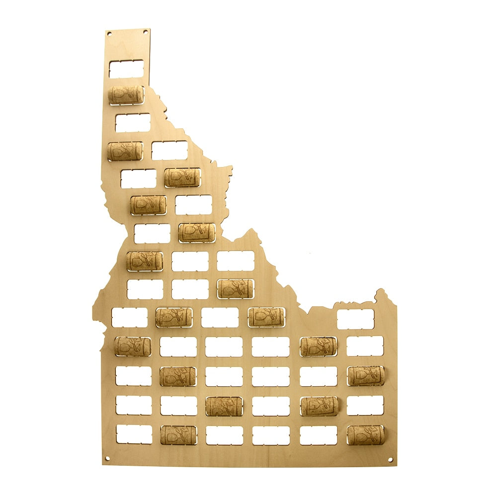 Idaho State Cork Map Wooden Display Wall Map The Gem State Cork Holder Bottle Corks Trap Hanger Home Bar by Woody Signs Co. - Handmade Crafted Unique Wooden Creative