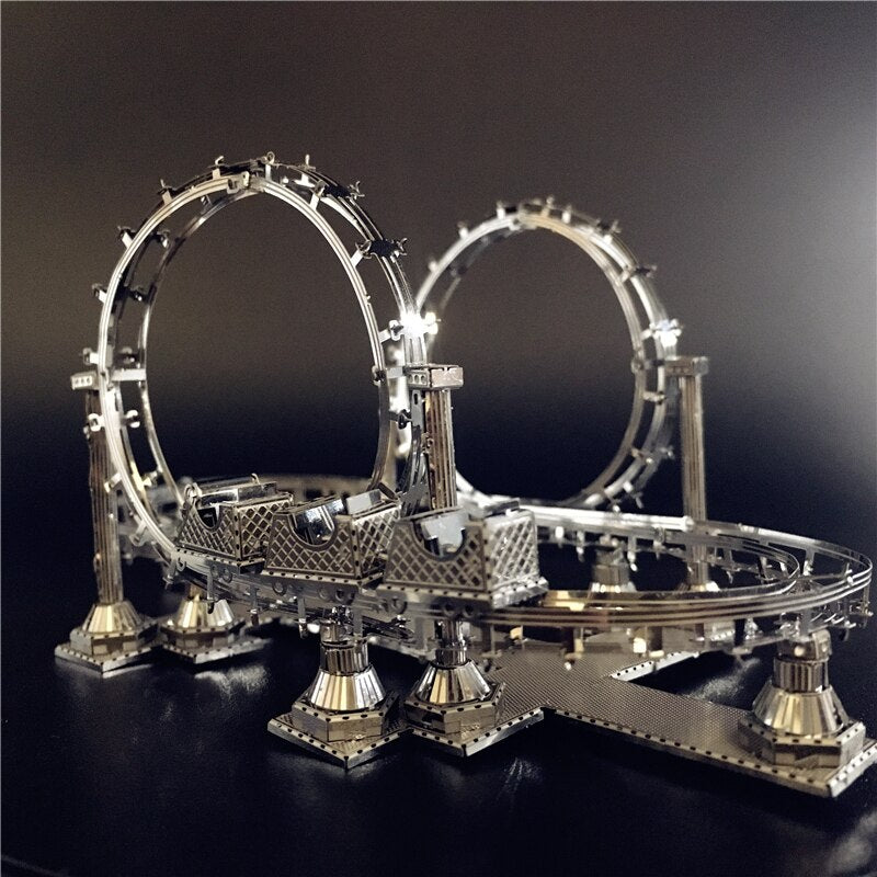 3D Metal Assembly Model ROLLER COASTER Amusement Facilities Puzzle Originality Collection Playground toys gift by Woody Signs Co. - Handmade Crafted Unique Wooden Creative