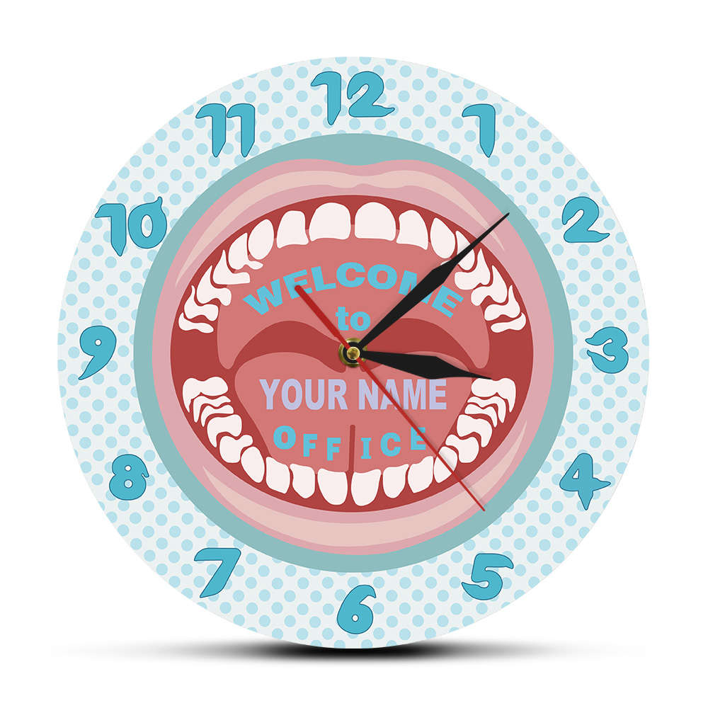 Your Name Dentist Wall Clock Custom Dentist Name Hygienist Sign Teeth Wall Clock Dental Clinic Dentistry by Woody Signs Co. - Handmade Crafted Unique Wooden Creative