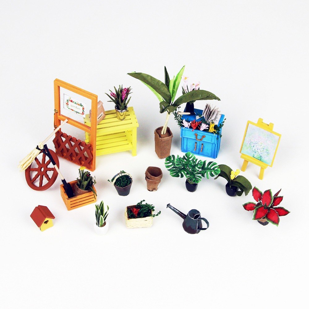 Miniature Doll House DIY Kathy's Green Garden with Furniture DG104 by Woody Signs Co. - Handmade Crafted Unique Wooden Creative