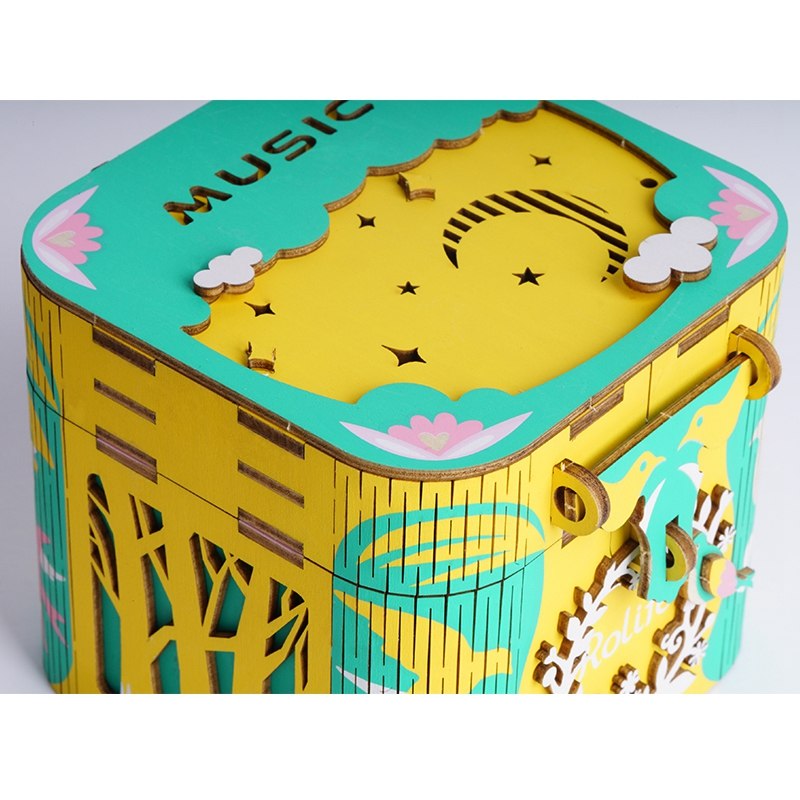 DIY 3D Rotatable Dancing Ballerma Wooden Puzzle Game Assembly Music Box Toy Gift for Children Kids Adult AMD52 by Woody Signs Co. - Handmade Crafted Unique Wooden Creative