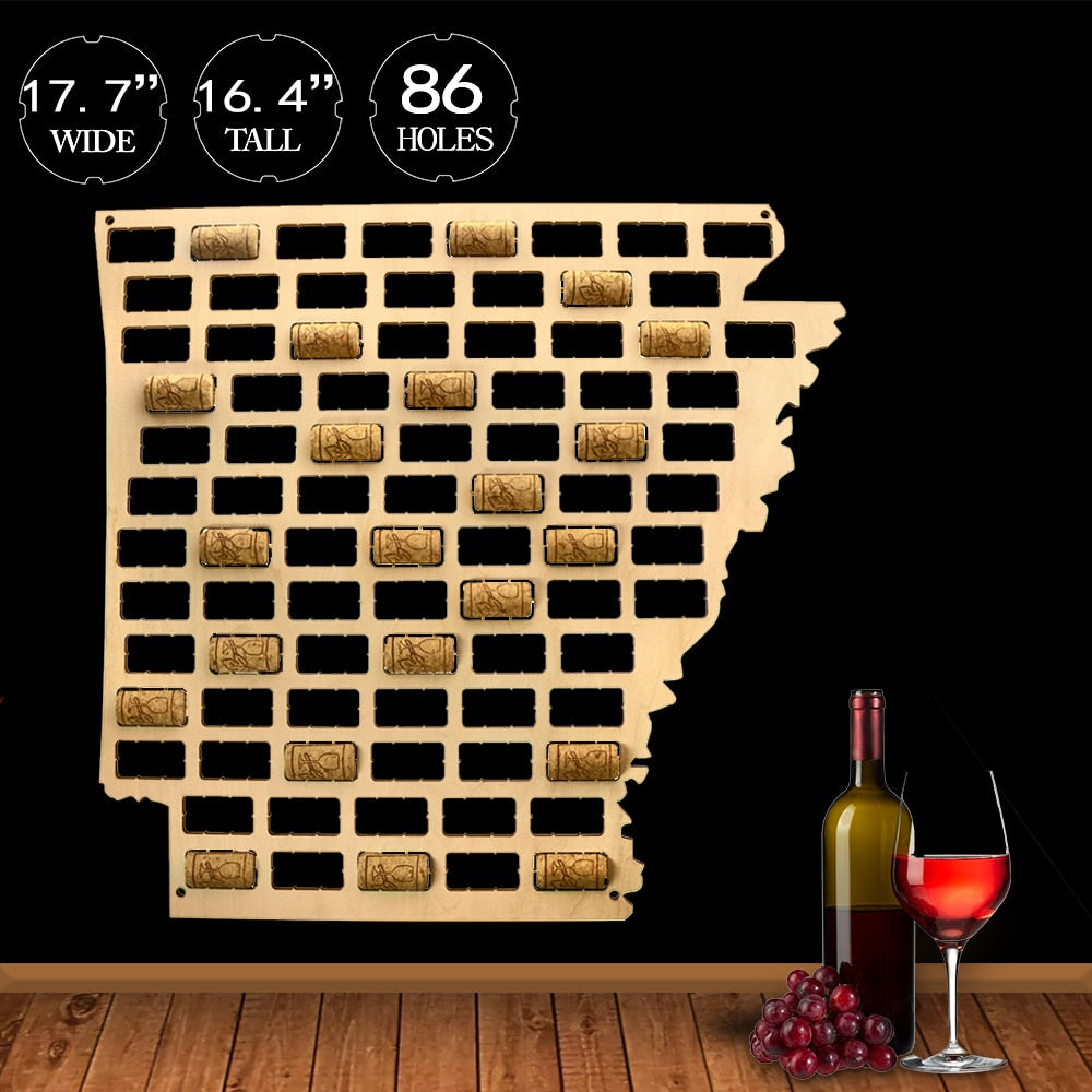 US Country State Wooden Cork Map Arkansas Cork Reused Wall Display Map Cap Mancave Home Bar s by Woody Signs Co. - Handmade Crafted Unique Wooden Creative