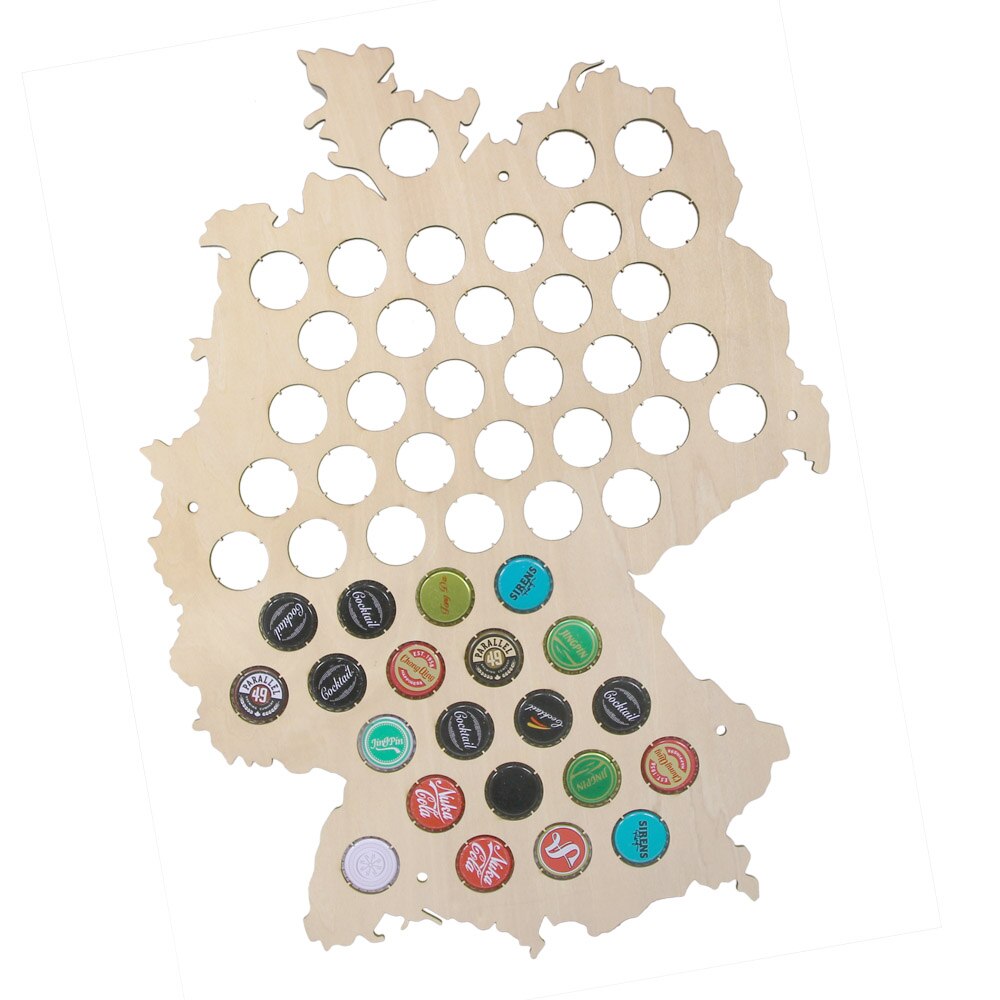 Creative Laser Engraved Hanging Wooden Germany Map Bottle Cap Maps Cap Collector Gadgets Decor by Woody Signs Co. - Handmade Crafted Unique Wooden Creative