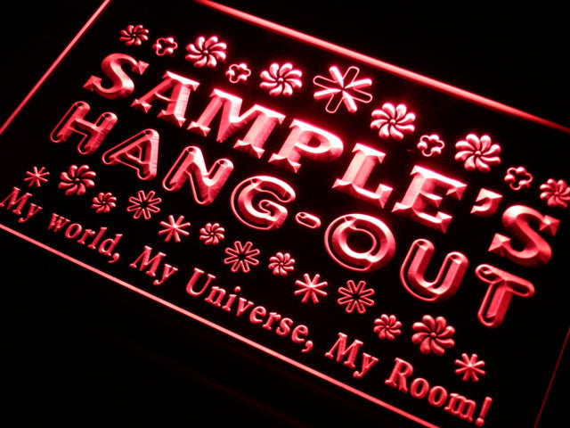 pq Name Custom Hang Out Girl Princess Room Neon Light Signs with On/Off Switch 7 Colors 4 Sizes by Woody Signs Co. - Handmade Crafted Unique Wooden Creative