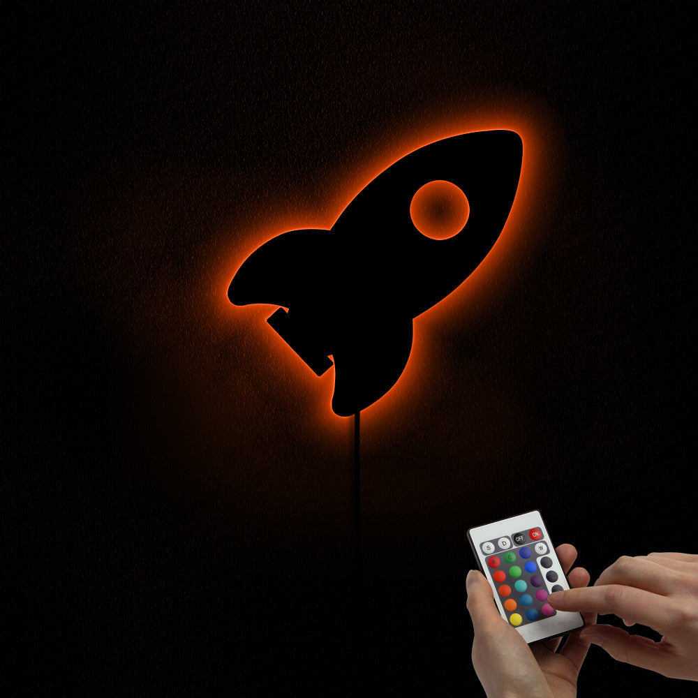 Outer Space Wall Mirror Kids Room Nursery Decor With LED Lights Space Astronaut Rocket Acrylic Mirror For Bedroom by Woody Signs Co. - Handmade Crafted Unique Wooden Creative