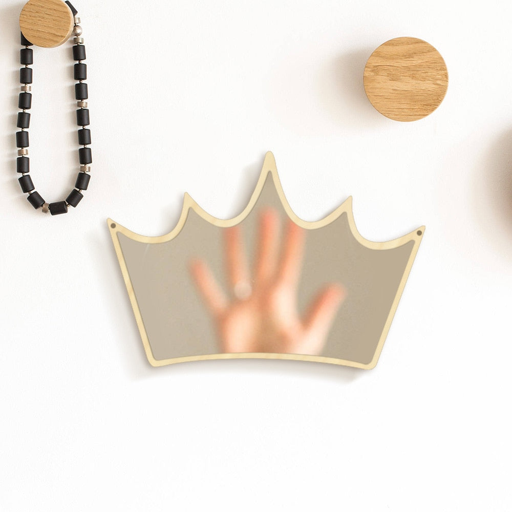 King of Crown Wall Mirror Wood and Acrylic Queen Princess Crown Safety Mirror Kid Room Baby Mirror Gift For Her by Woody Signs Co. - Handmade Crafted Unique Wooden Creative
