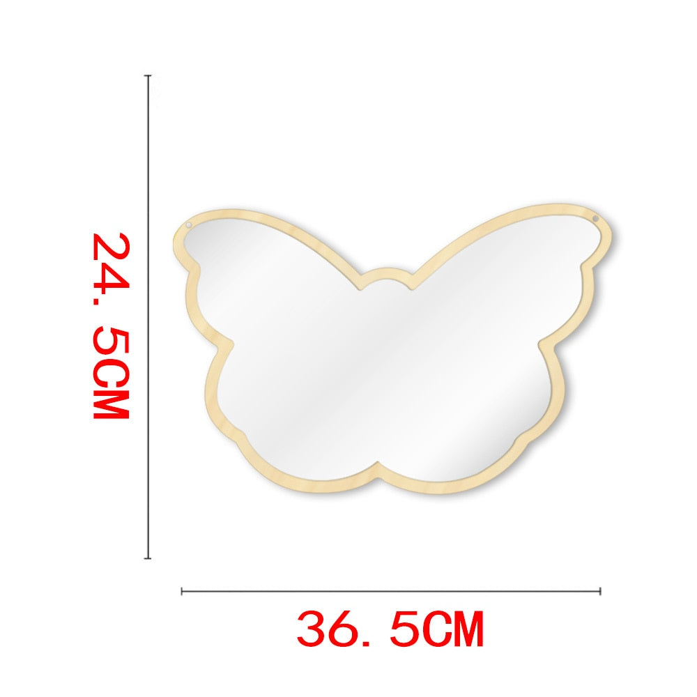 Big Wings Butterfly Wall Mirror Cartoon Creative Nordic Style Wooden Acrylic Safety Mirror for Baby Room Butterfly Decoration by Woody Signs Co. - Handmade Crafted Unique Wooden Creative