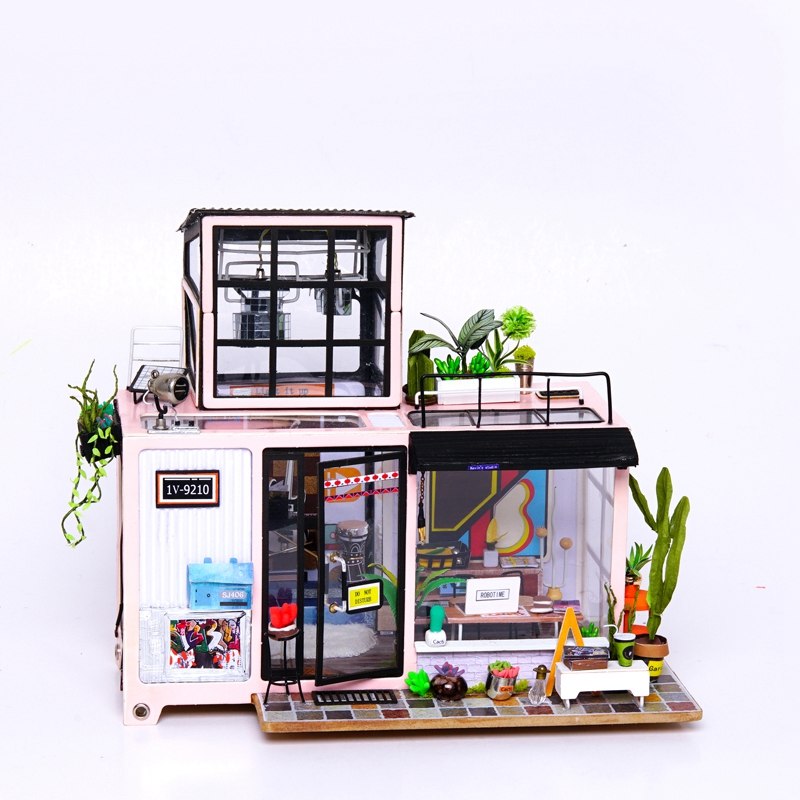 New DIY Kevin's Studio with Furniture Miniature Wooden Doll House DG13 by Woody Signs Co. - Handmade Crafted Unique Wooden Creative