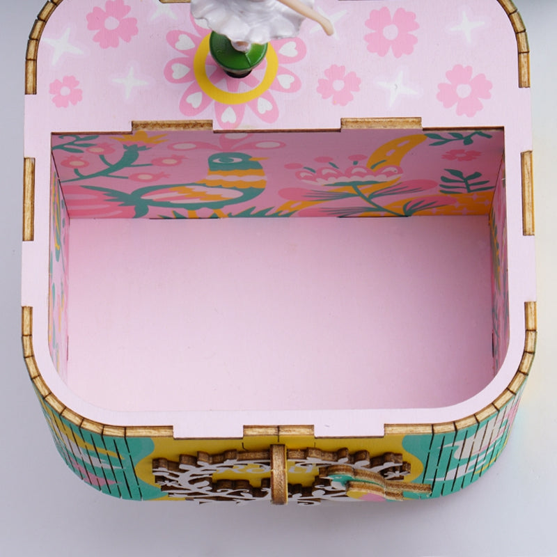 DIY 3D Rotatable Dancing Ballerma Wooden Puzzle Game Assembly Music Box Toy Gift for Children Kids Adult AMD52 by Woody Signs Co. - Handmade Crafted Unique Wooden Creative