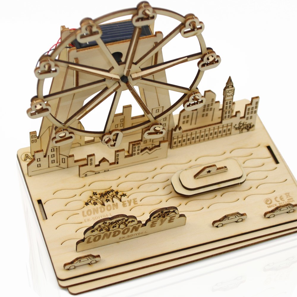 Ferris Wheel Solar Power Wooden DIY Handmade Toys Eco-friendly DIY Assemble Toys Novelty Gifts For Children by Woody Signs Co. - Handmade Crafted Unique Wooden Creative