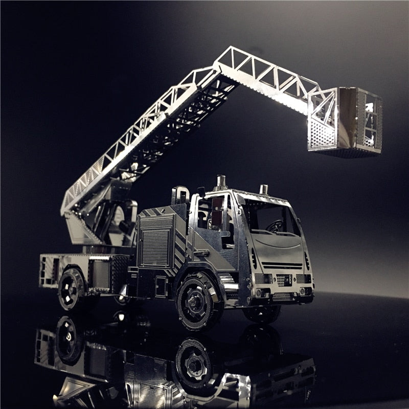 3D Metal Puzzle model kit Fire engine with ladder DIY 3D by Woody Signs Co. - Handmade Crafted Unique Wooden Creative