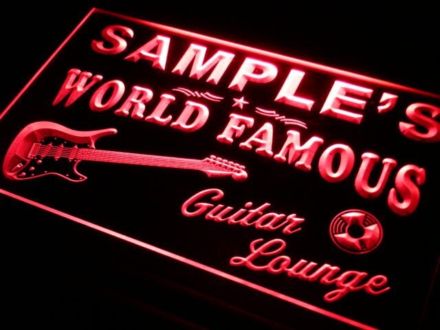 pf Name Custom Guitar Band Room Bar Neon Light Signs with On/Off Switch 7 Colors 4 Sizes by Woody Signs Co. - Handmade Crafted Unique Wooden Creative
