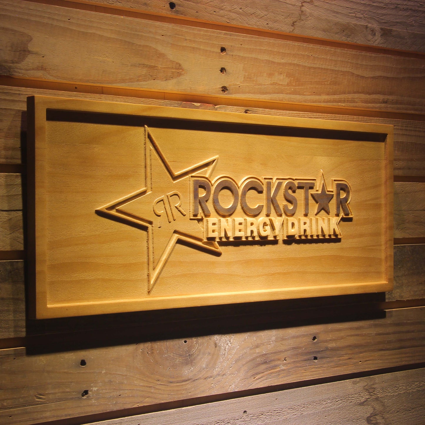 Rockstar Energy Drink Bar 3D Wooden Signs by Woody Signs Co. - Handmade Crafted Unique Wooden Creative