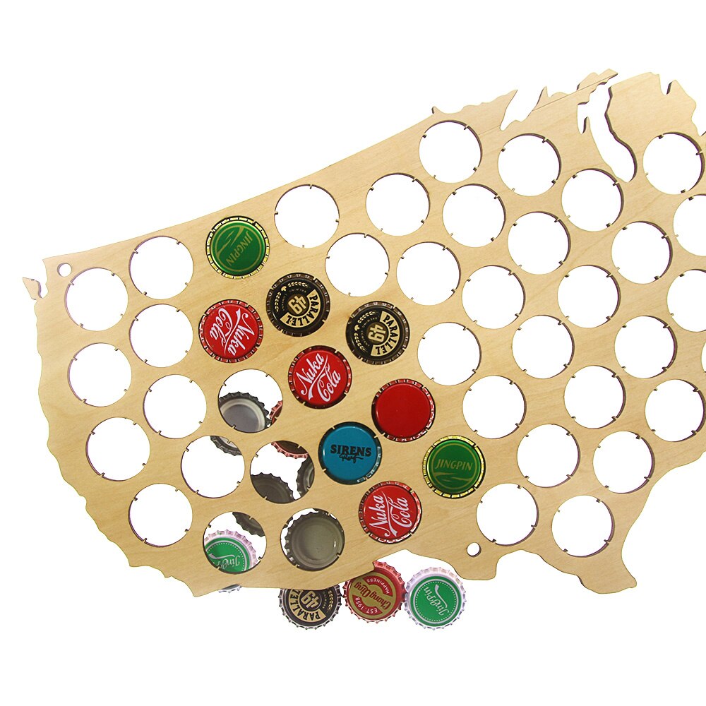 Creative Wooden  Cap Maps  Bottle Caps Map of USA Display Board Wall Art Decor Unique Gift For Cap Collectors by Woody Signs Co. - Handmade Crafted Unique Wooden Creative